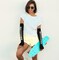 Bone Hand Skeleton Gloves - Costume Accessories Fingerless Skeleton Stretch Elbow Gloves for Adults and Children